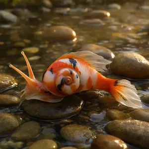 Koi fish + Snail
